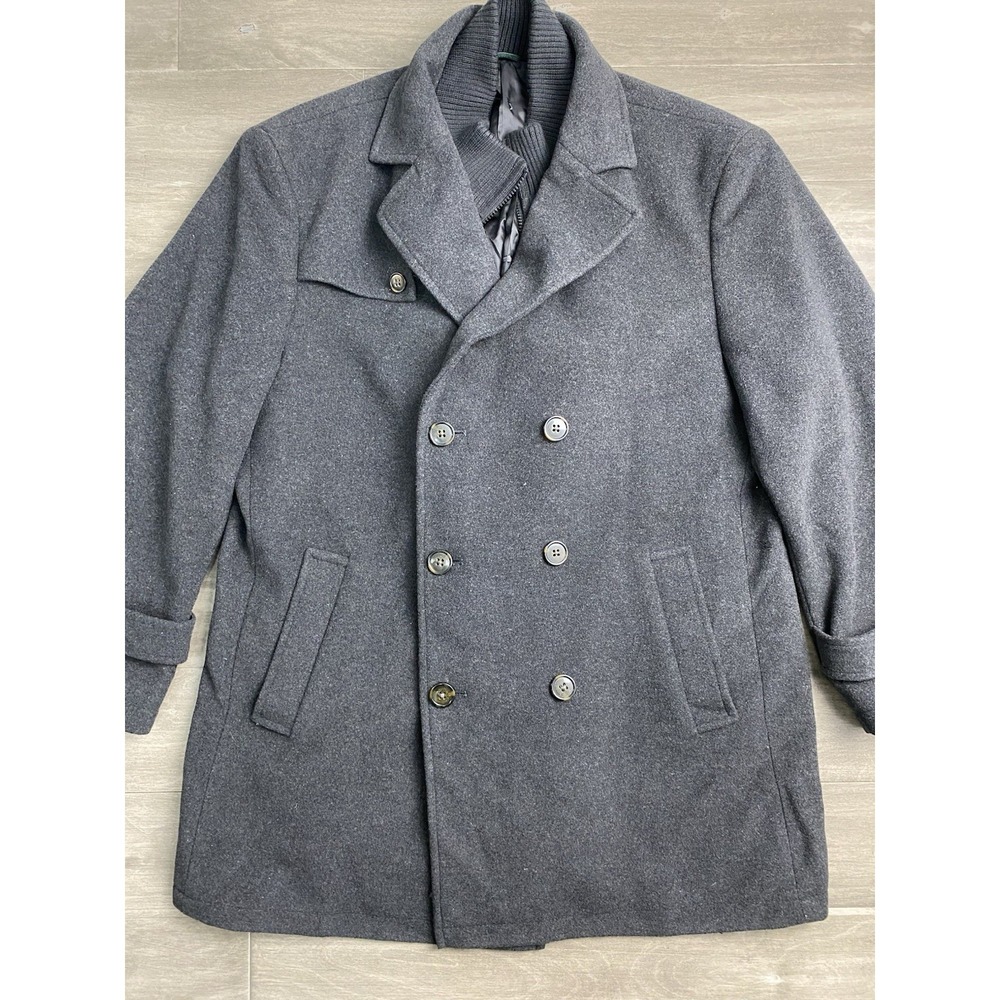Lauren Ralph Lauren Black Label Men 46s Wool Blend Double-Breasted Pea coat Gray